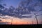 Wind turbines at dusk