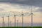 Wind turbines early in early dawn light