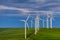 Wind turbines early in early dawn light