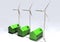 Wind turbines and energy-saving houses