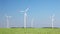 Wind turbines farm, eco technology energy background