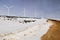 Wind turbines farm in winter