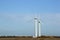 Wind turbines on farmland.