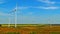 Wind turbines on field