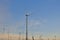 Wind turbines in field. Alternative energy sources. Natural energy.Environmentally friendly natural energy . Wind energy