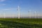 Wind turbines on the green field