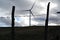 Wind turbines on a grey sky in the south of france