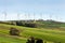 Wind turbines on hilly expanse