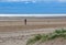 Wind Turbines on the horizon at Crosby Beach,England