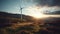 Wind turbines on mountain generate alternative energy for sustainable power supply generated by AI