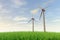 Wind turbines and the natural environment. A propeller that rotates with the force of the wind. Clean image. Renewable energy and