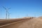 Wind turbines next to the road, Calama, Chile