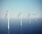 Wind turbines in the ocean. 3d illustration high resolution