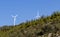 Wind turbines in the plain in the hills.