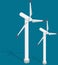 Wind turbines power plant. Alternative renewable wind park power generation, green energy concept