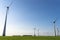 Wind turbines for the production of electricity from wind in a field in western Germany.