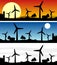 Wind Turbines Silhouette Banner