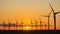 Wind Turbines Silhouette at Sunset