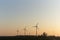 Wind Turbines Spinning During Perfect Dusk Evening