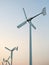 A wind turbines at sunset