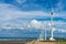 Wind turbines in Taichung Port Gaomei Wetlands Area