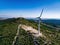 Wind turbines or windmills in desert landscape in Croatia