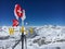 Wind vane weathercock in front of Matter Valley in Zermatt ski region, Switzerland