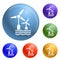 Wind wave turbine icons set vector