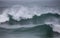 Wind and waves of Atlantic Ocean at the Coast of Portugal