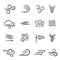 Wind weather and environment, nature icon set