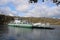 Windermere ferry Mallard crossing lake, Cumbria