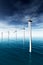 Windfarm in the sea 3D render 02