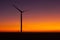 Windfarm at sunset and sky with dust from volcano