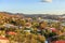 Windhoek rich resedential area quarters on the hills with mountains in the background, Windhoek, Namibia