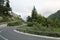 Winding alpine road and fort ruins in Slovenia