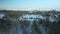 A winding bike path in a city park. City park in winter.