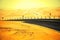 Winding black asphalt road through the sand dunes of Liwa oasis, United Arab Emirates