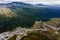 Winding braided river and mountains dominate Alaska landscape