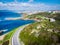 Winding coastal road to Alghero seen from above