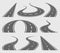 Winding curved road or highway with markings. Direction, transportation set. Vector illustration