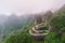 winding and curves road in Tianmen mountain national park, Hunan province, China