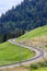 Winding and curvy railway track in the mountain