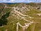 winding and dangerous road from the high mountain pass in Transalpina