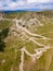 Winding and dangerous road from the high mountain pass in Transalpina