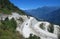 Winding dusty gravel road from Sekha to Num, Himalayan mountain region, Nepal