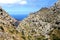 The winding famous road on the island of Mallorca, Spain. Serpentine Dangerous Road in Sa Calobra