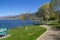 Winding footpath through park along Lake Okanagan, Naramata, BC