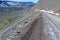 Winding gravel road to Bolafjall Mountain, Westfjords, Iceland