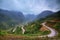 Winding mountain road in Ha Giang province