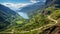 Winding Mountain Road Through Lush Green Valleys